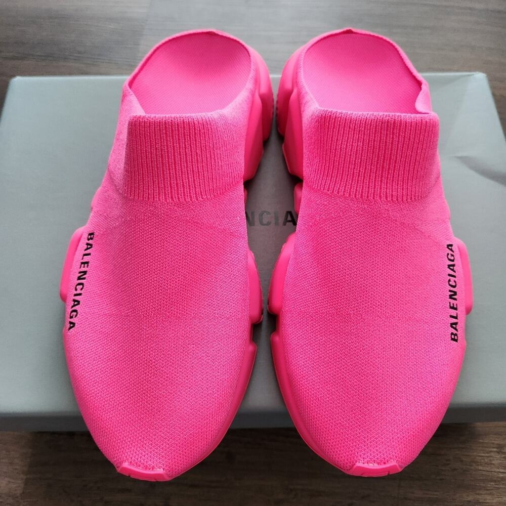 Authentic Balenciaga Speed Mule Sneakers Neon Pink‎ 36EU 6US - Picture 9 of 10